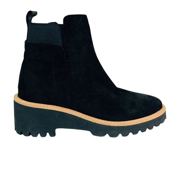 Santorini Size 7 NEW Black Suede Chunky Lug‑Sole Ankle Boots w/ Side Zip - Picture 6 of 9